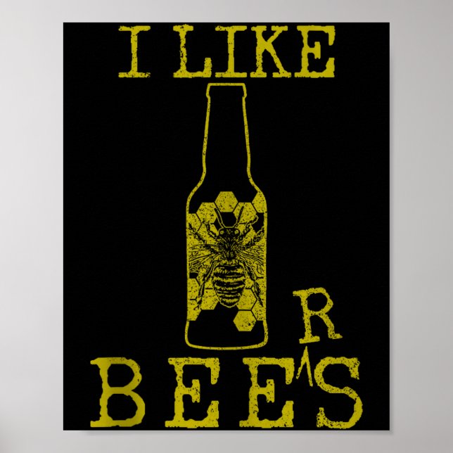 Poster Bees &amp; Beer - Funny Quote Beekeeng Beekeeper G (Frente)