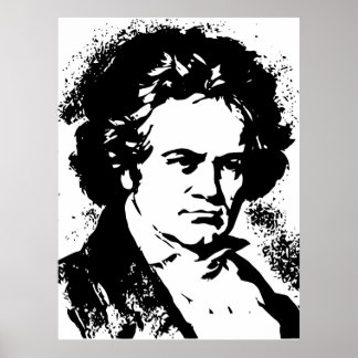 Pôster Beethoven Black and white vetart