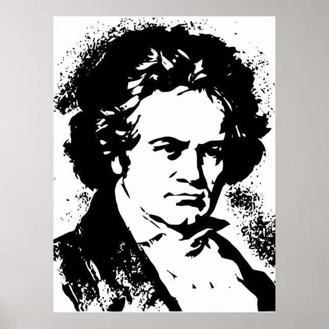 Pôster Beethoven Black and white vetart (Frente)
