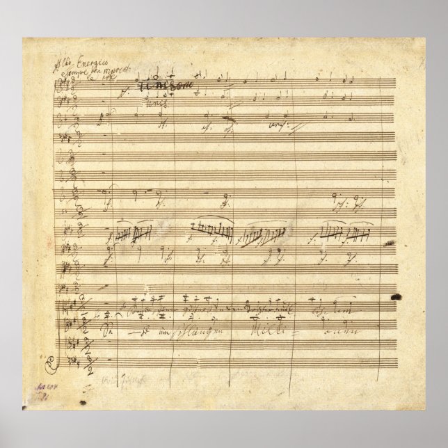 Poster Beethoven Symphony No. 9 Original Manuscript Impre (Frente)