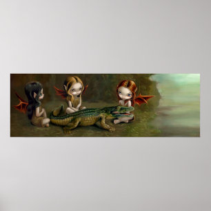 Pôster Befriending an Alligator fairy Art Print