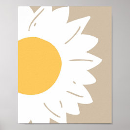 Poster Bege Daisy – Arte Floral Minimalista para Parede