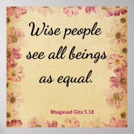 Poster Bege Espiritual Rosa Gita Sabedoria Igualdade Flor