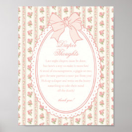 Poster Bege Pêssego Vintage Floral Chique Pensamentos sob
