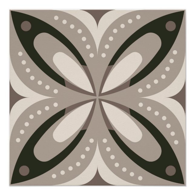 Pôster Beige and Brown Retro circular shapes (Frente)