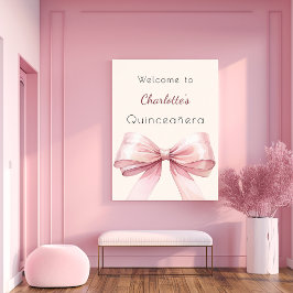 Poster Beige arco cor-de-rosa Quinceanera bem-vindo