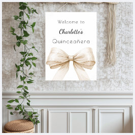 Poster Beige arco Quinceanera bem-vindo