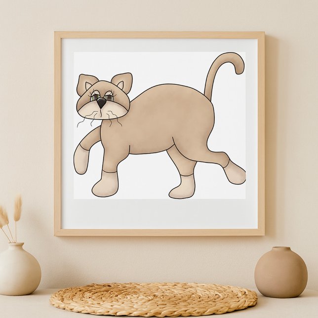 Poster Beige Cat Drawing with Green Eyes (Criador carregado)