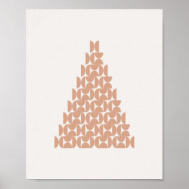 Poster Beige Moderno do Meio século de Árvore de Natal