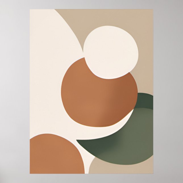 Poster Beige Orange Minimamente Abstrato Boho Arte AI (Frente)