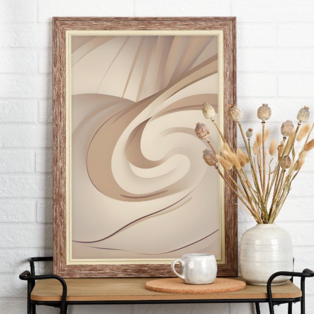 Poster Beige Organic Swirl | Abstrato Art (Criador carregado)