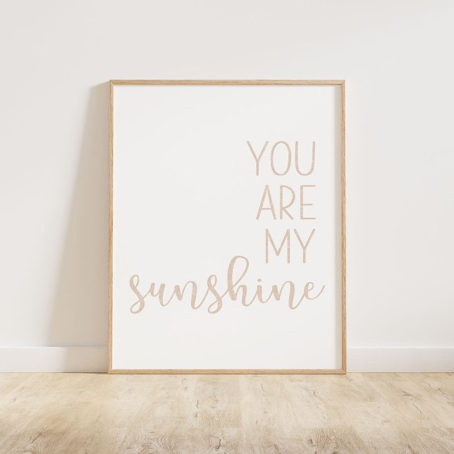 Poster Beige Você É Minha Luz Do Sol (You Are My Sunshine, a minimalist typography quote in a neutral beige distressed texture)