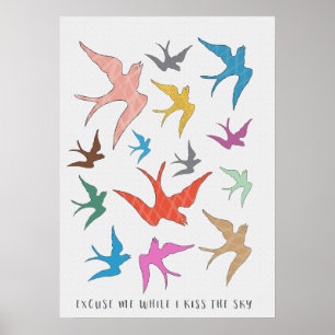 Poster Beija a Arte do Pássaro do Céu