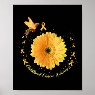 Poster Beija-flor Amarelo Girassol Conscientização do Cân