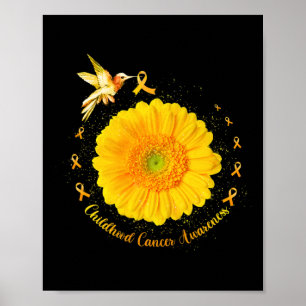 Poster Beija-flor Amarelo Girassol Conscientização do Cân