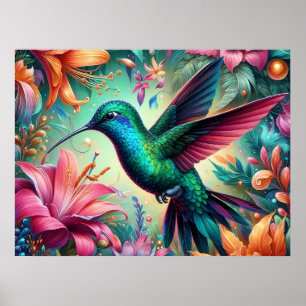 Poster Beija-flor Azul-esverdeado