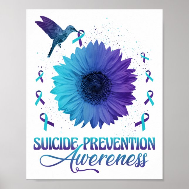 Poster Beija-flor Com Girassol Prévio de Suicídio Conscie (Frente)