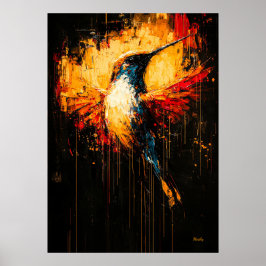 Poster Beija-flor Expressionista Contemporâneo Radiante