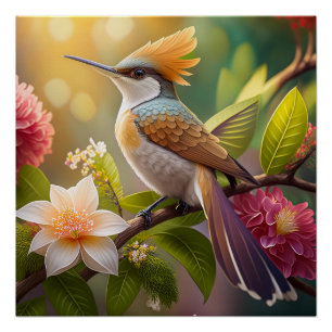 Pôster Beija-flor Fantasia com Crista Dourada