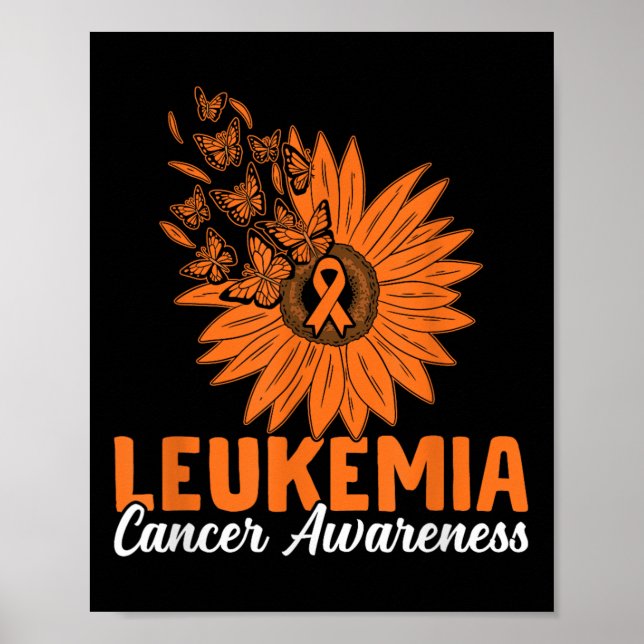 Poster Beija-flor Girassol Laranja Consciente da Leucemia (Frente)
