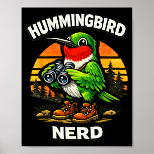 Poster Beija-flor nerd divertido observação de aves vinta