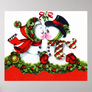 Poster Beijando o casal do boneco de neve
