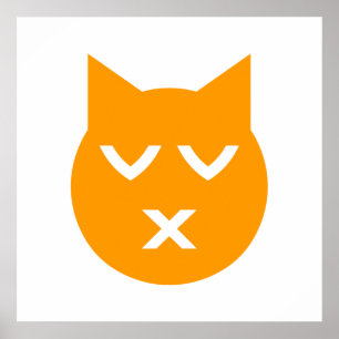 Pôster Beijar com o Gato Emoji de Olhos Fechados