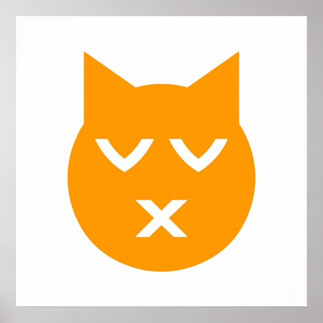 Pôster Beijar com o Gato Emoji de Olhos Fechados (Frente)
