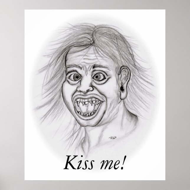 Poster Beije-me! - Bleistiftzeichnung (Frente)