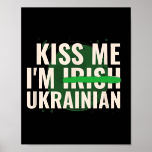 Poster Beije Me Eu Sou Irlandês Ucraniano - Divertido Ucr