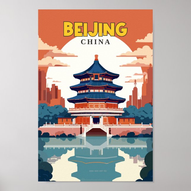 Poster Beijing China Viagem Art Vintage (Frente)