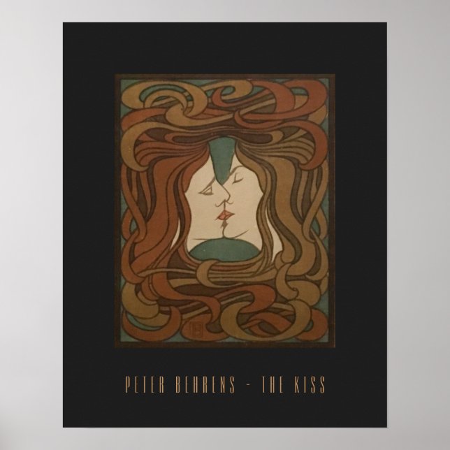 Poster Beijo 1898, mulher - Art Nouveau - Ilustração (Frente)