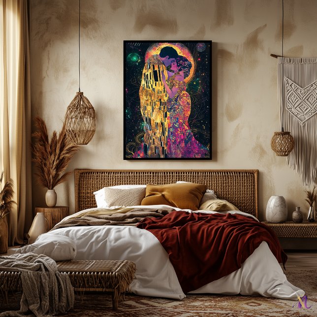 Poster Beijo Celestial Fantasy Art Nouveau (Criador carregado)