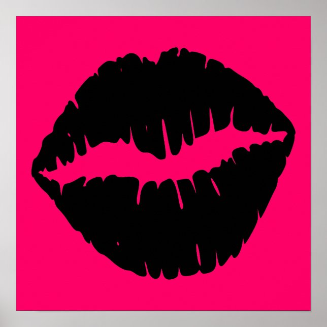 Poster Beijo Cor-de-Rosa e Preto (Frente)