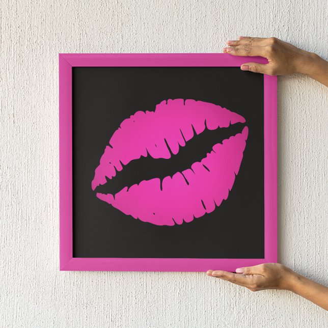 Pôster Beijo de Batom Ombre Preto e Rosa Quente (Criador carregado)
