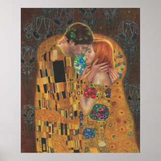 Poster Beijo Klimt em quadrinhos dos X-Files