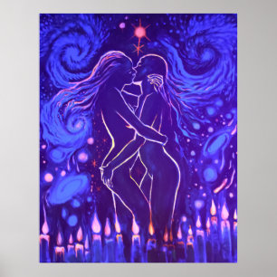 Poster Beijo lésbico apaixonado