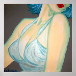 Pôster Beijo Poster, pino para cima, lábios azuis de cinz