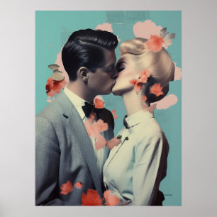 Poster Beijo Romântico, Impressão, Decoração, Colagem, Ar