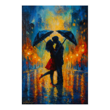 Beijo Romântico na Chuva