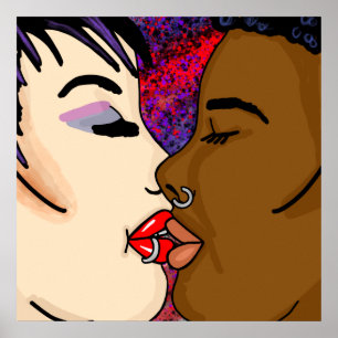 Poster Beijo Romântico   Romance inter-racial