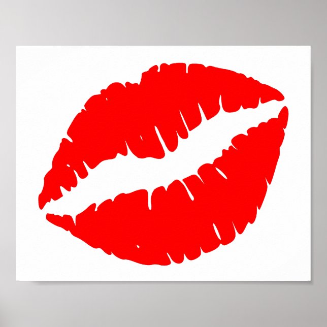 Pôster Beijo Vermelho Cor Sólida Minimalista (Frente)