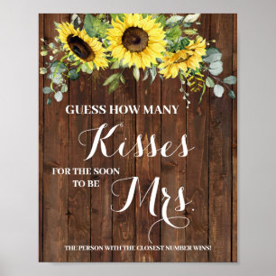Poster Beijos para Logo Sra. Sunflowers Sinal de Jogo de