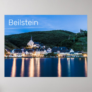 Poster Beilstein Moselle Night Panorama Alemanha Gift