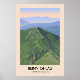 Poster Beinn Ghlas Munros Da Escócia Cartaz De Viagens