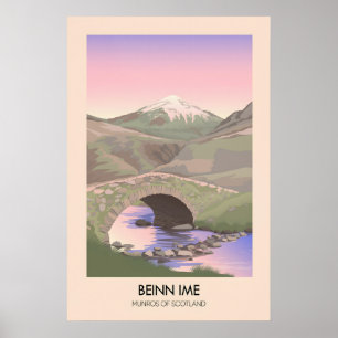 Poster Beinn Ime Munros Da Escócia Cartaz De Viagens