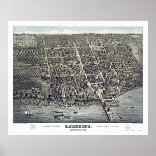 Pôster Beira do lago, mapa panorâmico do OH - 1884