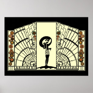 Pôster Beira-mar Deco - amarelo & laranja