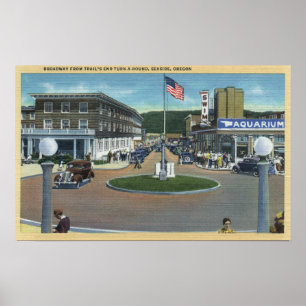 Poster Beira-mar, Oregon - Broadway da extremidade da