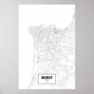 Poster Beirute, Líbano (preto no branco)